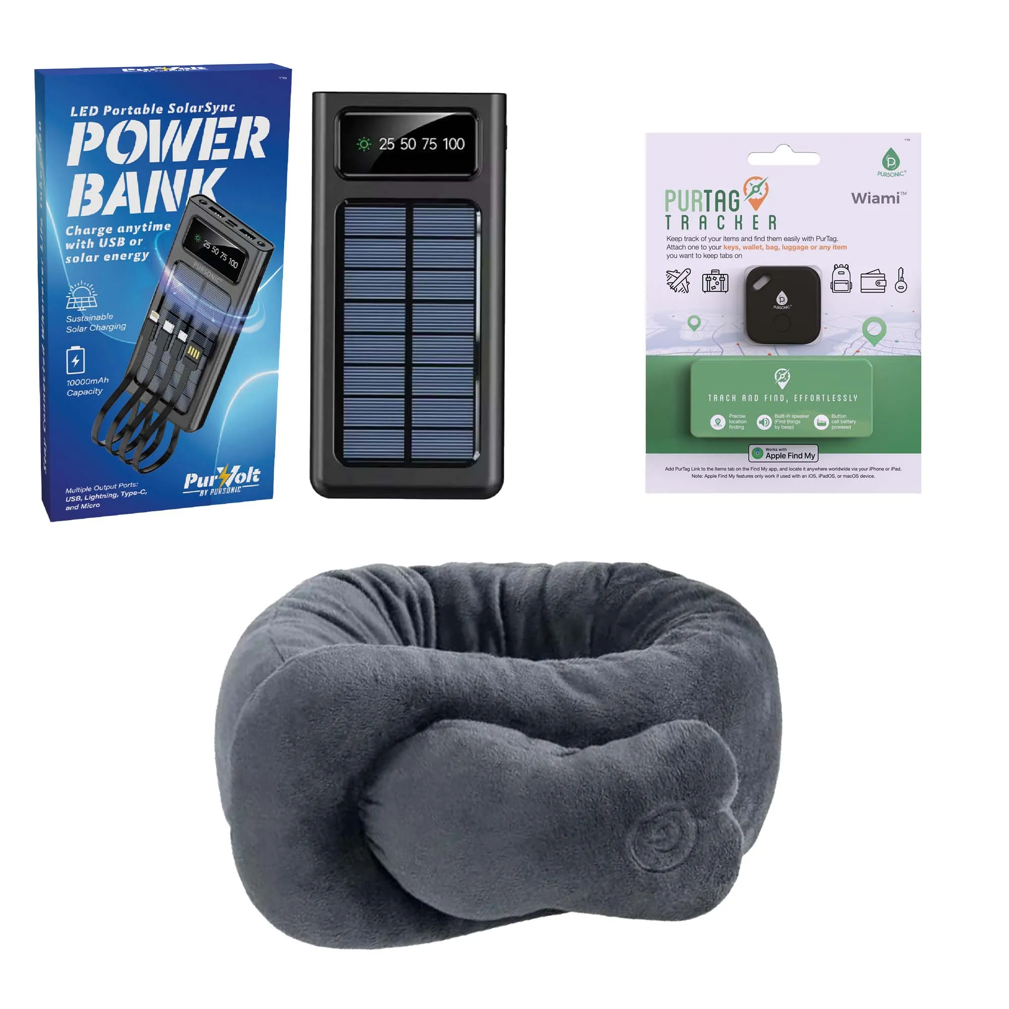 ✈️✨ Pursonic Ultimate Travel Comfort Bundle: Stay Relaxed, Powered Up, and Organized on Every Journey! 🧳🔋🧠