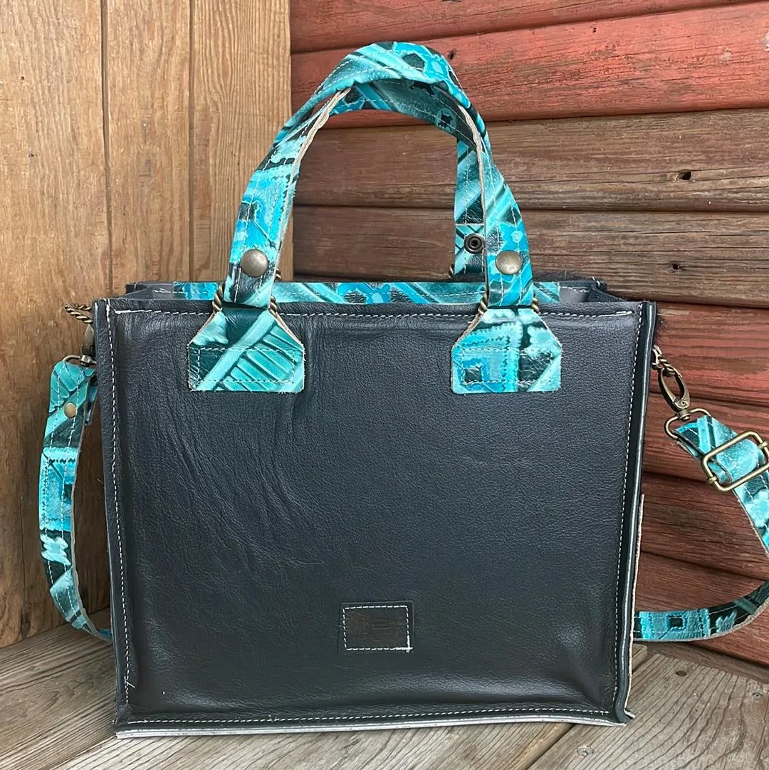036 Minnie Pearl - Black w/ Turquoise Matrix Navajo