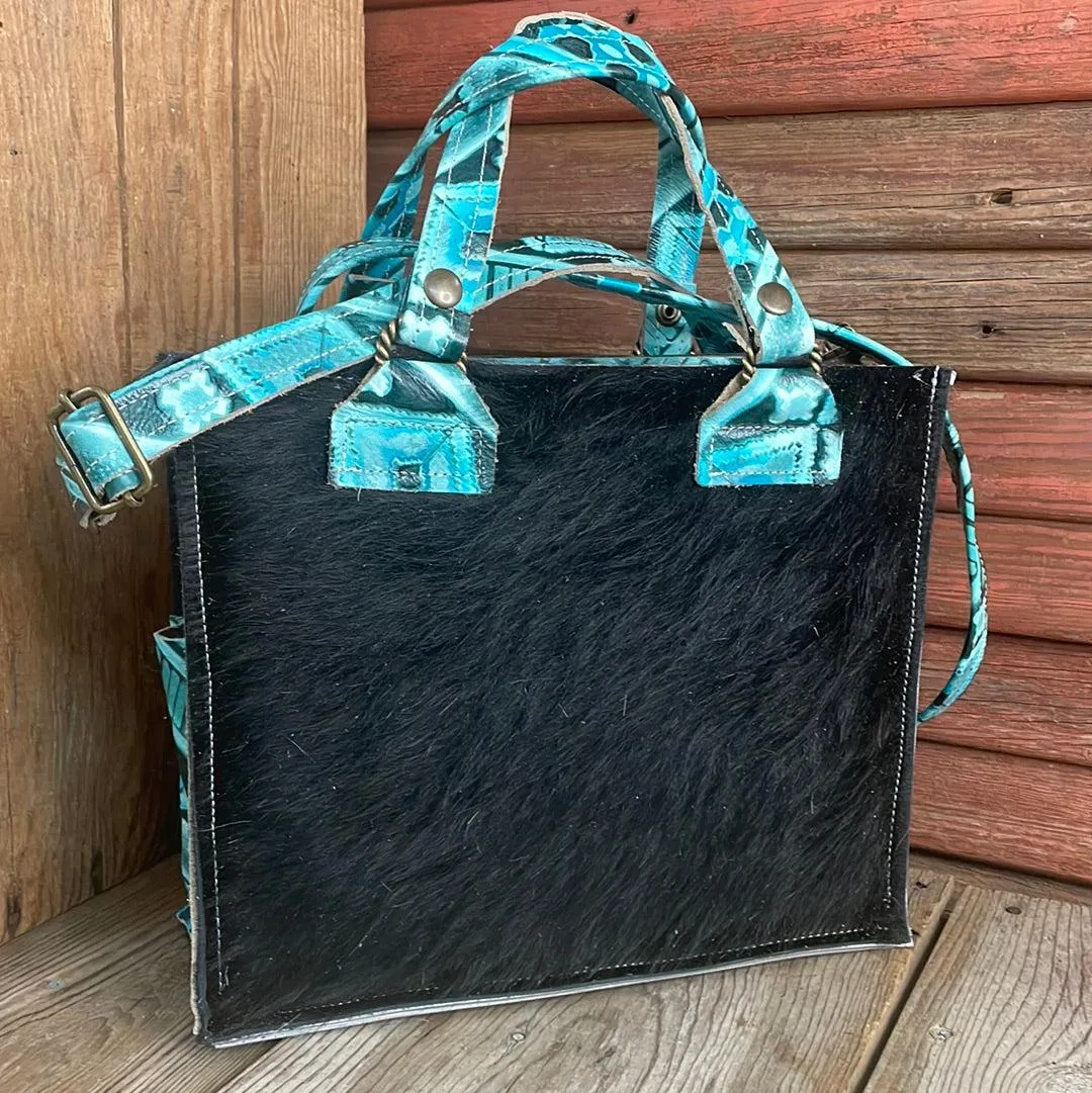 036 Minnie Pearl - Black w/ Turquoise Matrix Navajo