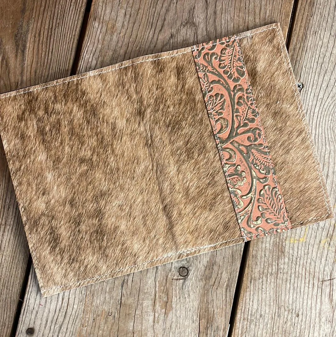 068 Small Notepad Cover - Brindle w/ Grapefruit Tool