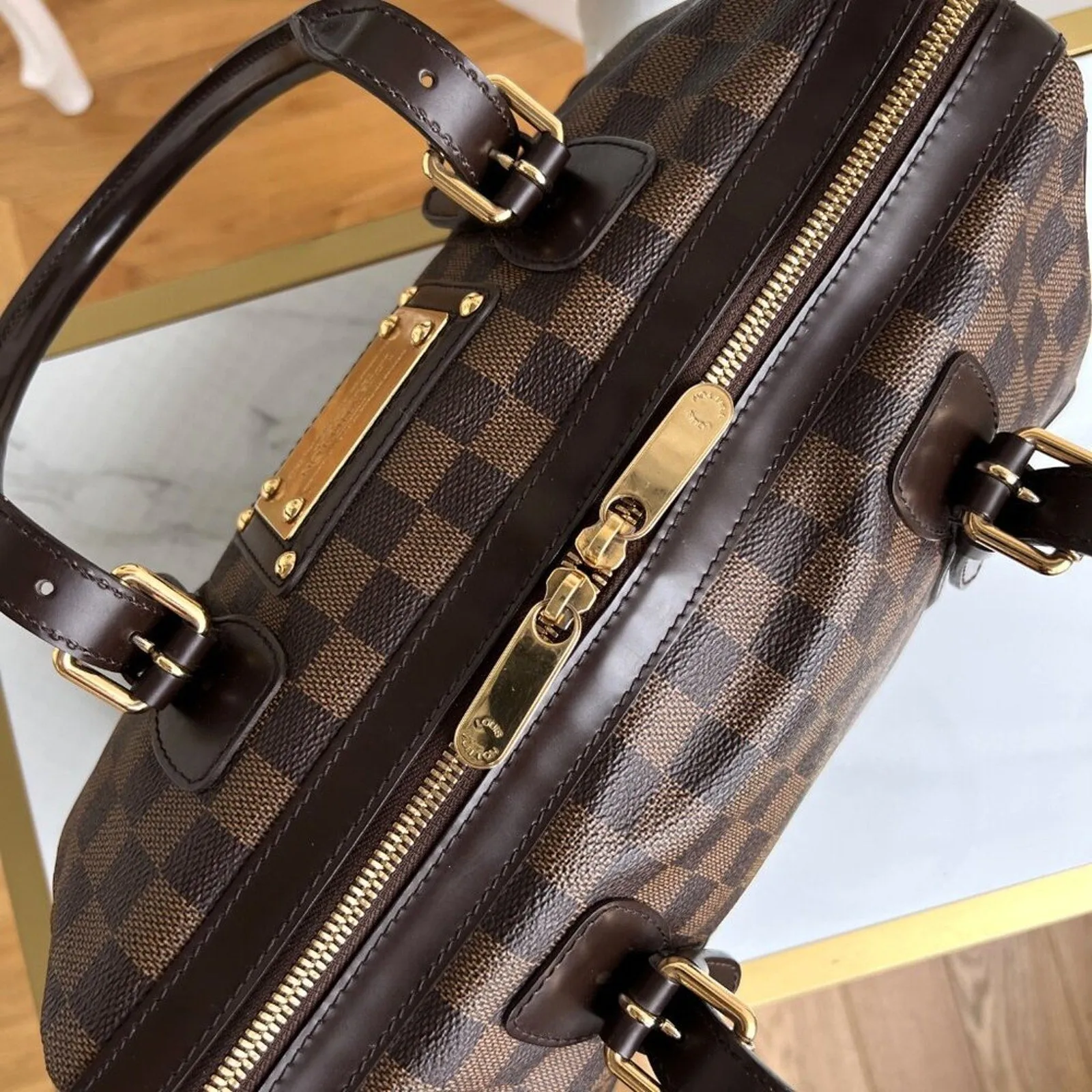 100% Authentic Louis Vuitton Berkeley Damier Ebene Satchel Handbag FL3089