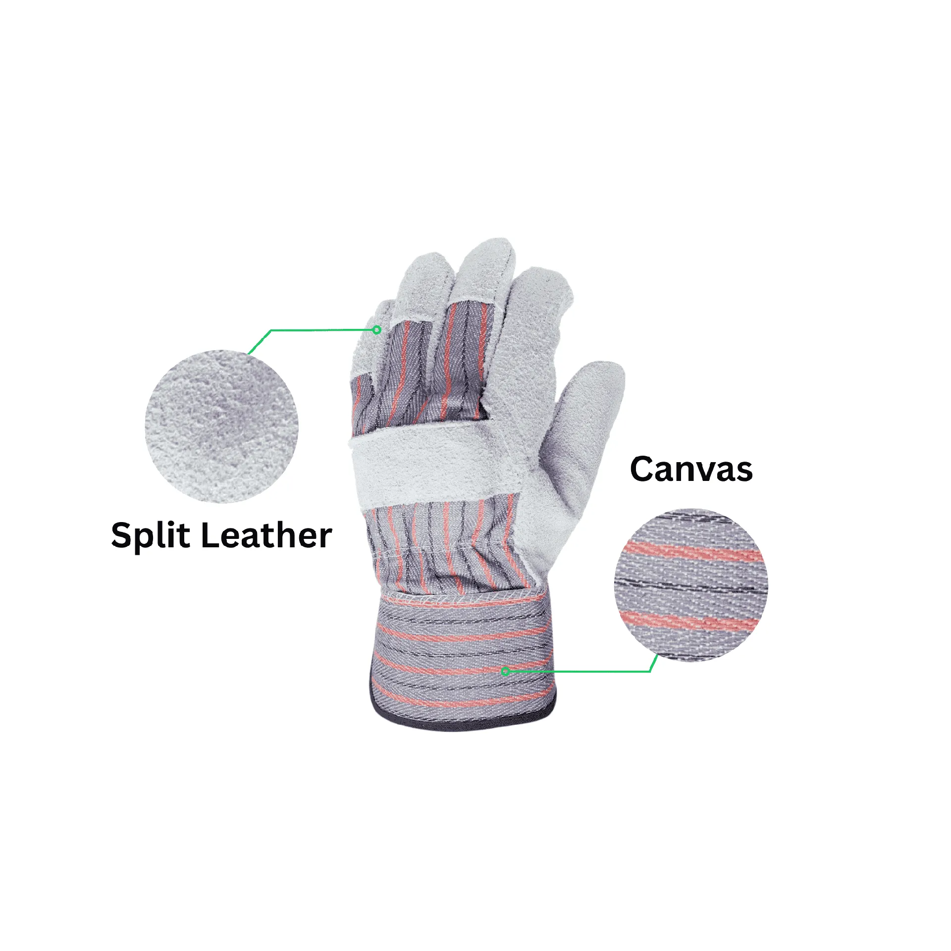 12 Pairs - Shoulder Split Safety Cuff Work Gloves