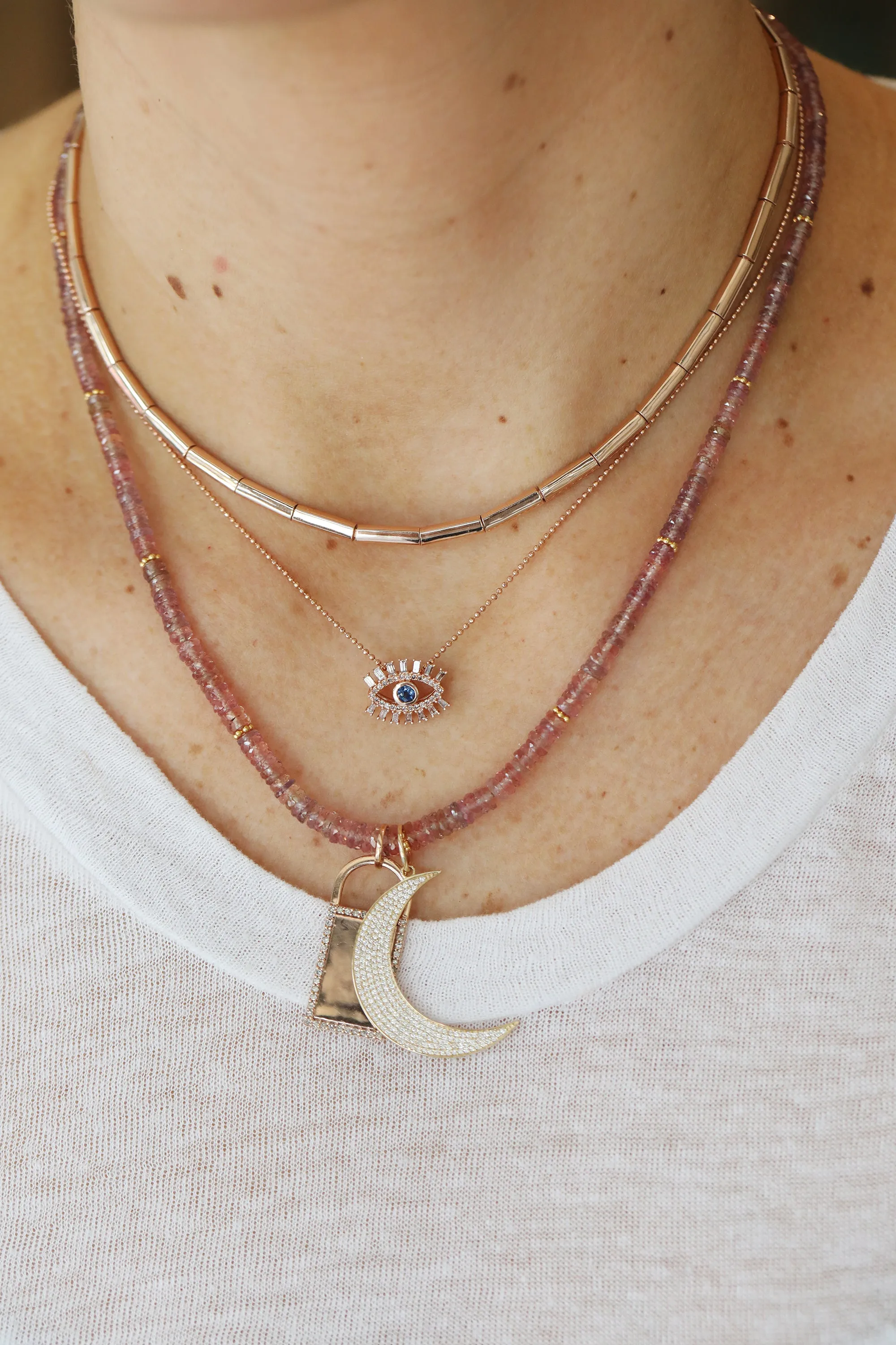 14K Gold Pave Diamond Crescent Moon Charm