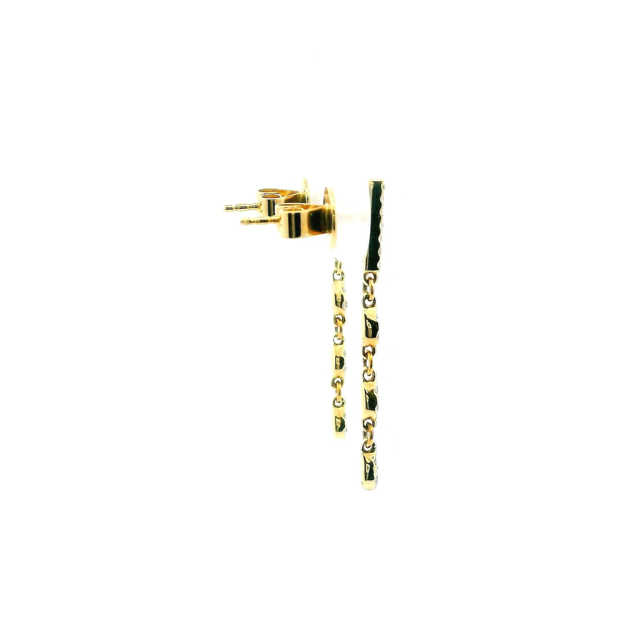 14K Yellow Gold 0.20cttw. Diamond Multi Link Dangle Stud Earrings