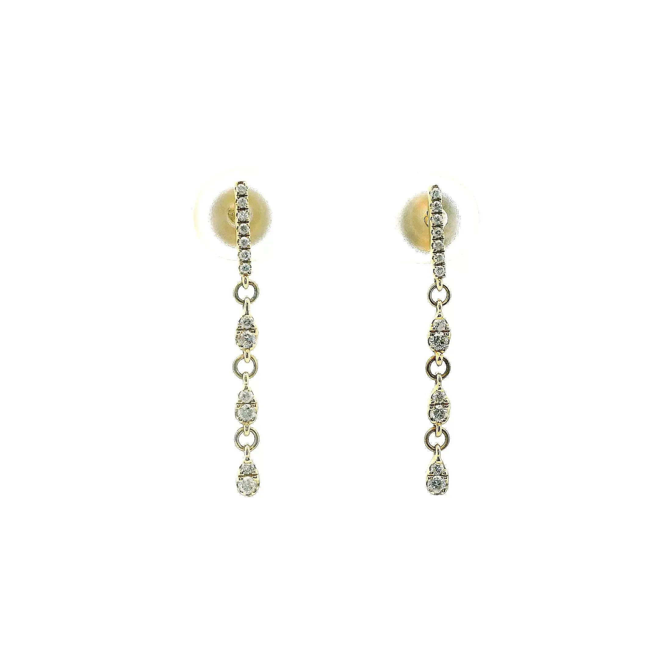 14K Yellow Gold 0.20cttw. Diamond Multi Link Dangle Stud Earrings