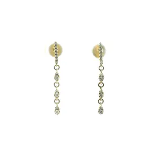 14K Yellow Gold 0.20cttw. Diamond Multi Link Dangle Stud Earrings