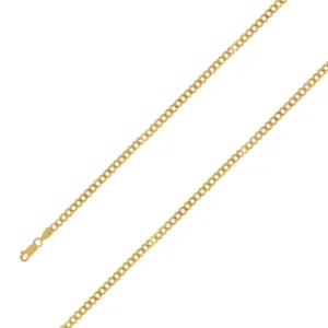 14k Yellow Gold Finish 5mm Silver Cuban Chain Size- 8"