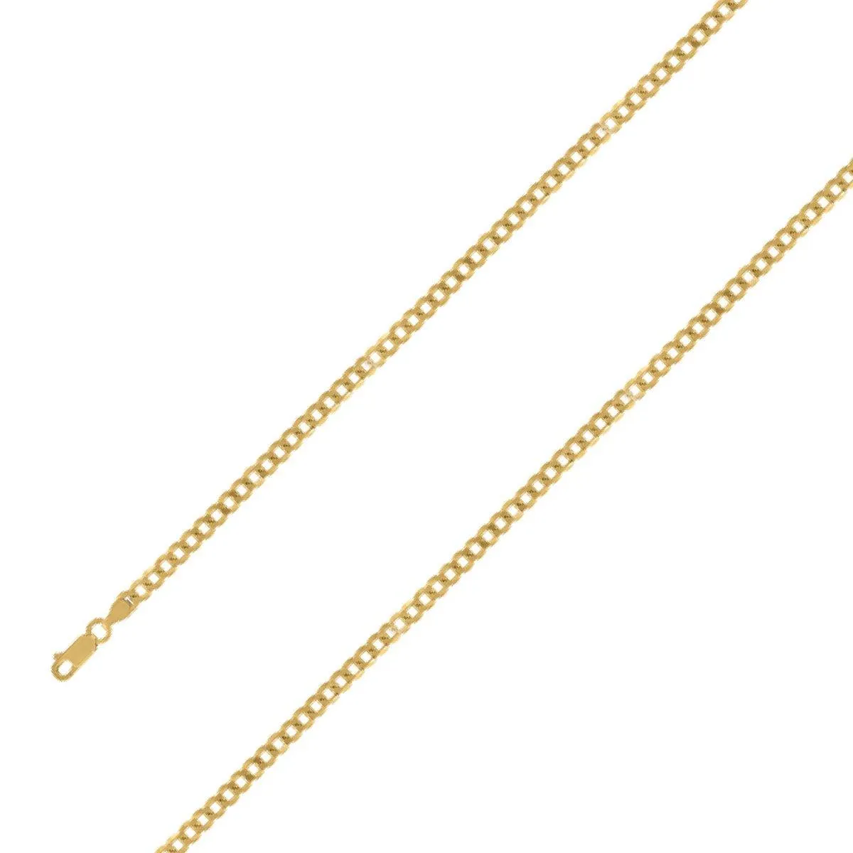 14k Yellow Gold Finish 5mm Silver Cuban Chain Size- 8"