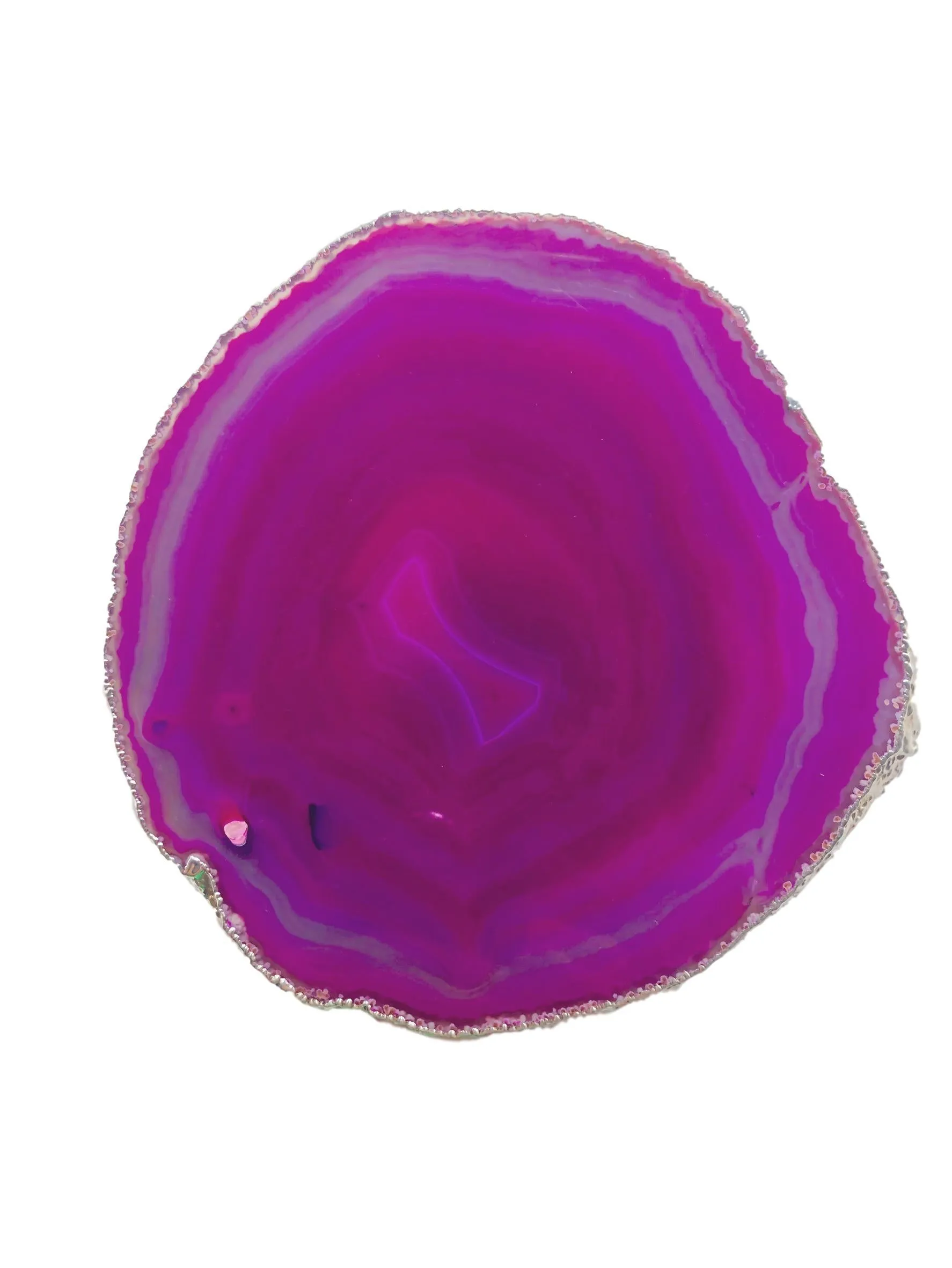 1/4" Thick Agate Serving Plate with Silver Trim