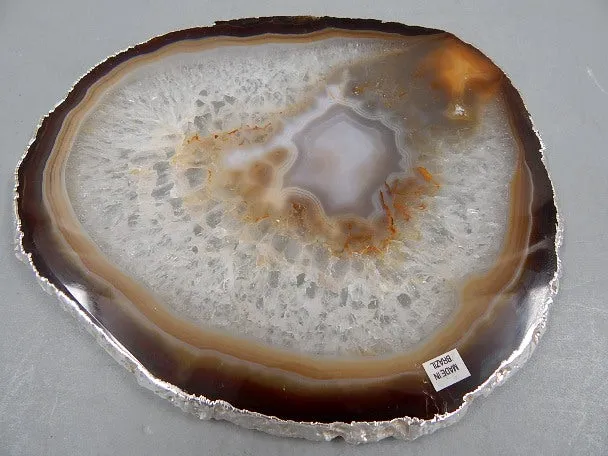1/4" Thick Agate Serving Plate with Silver Trim