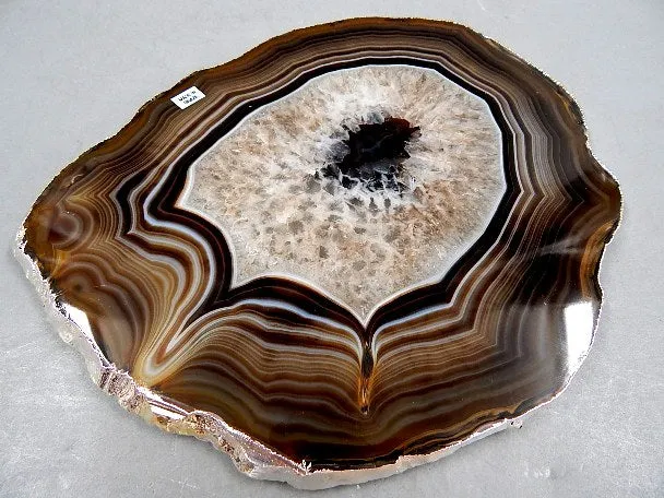 1/4" Thick Agate Serving Plate with Silver Trim