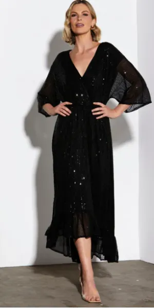 15610DKFA BLACK SEQU DRESS