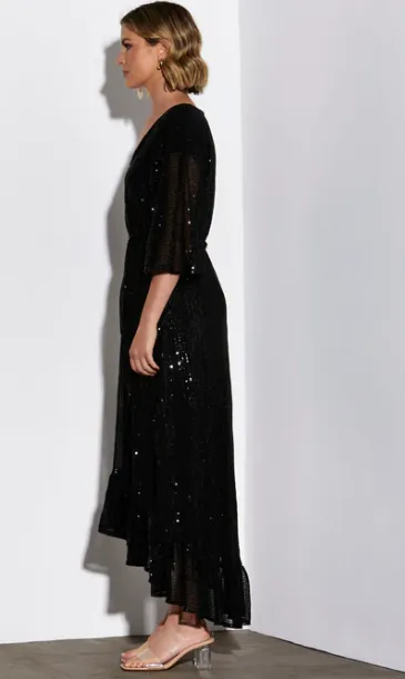 15610DKFA BLACK SEQU DRESS