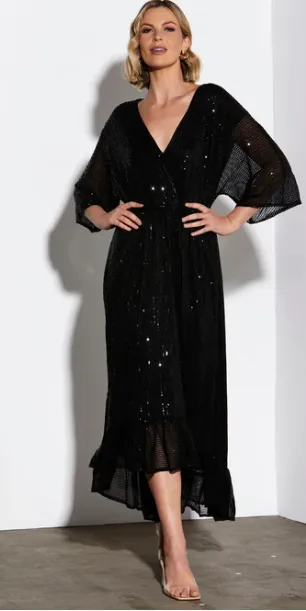 15610DKFA BLACK SEQU DRESS