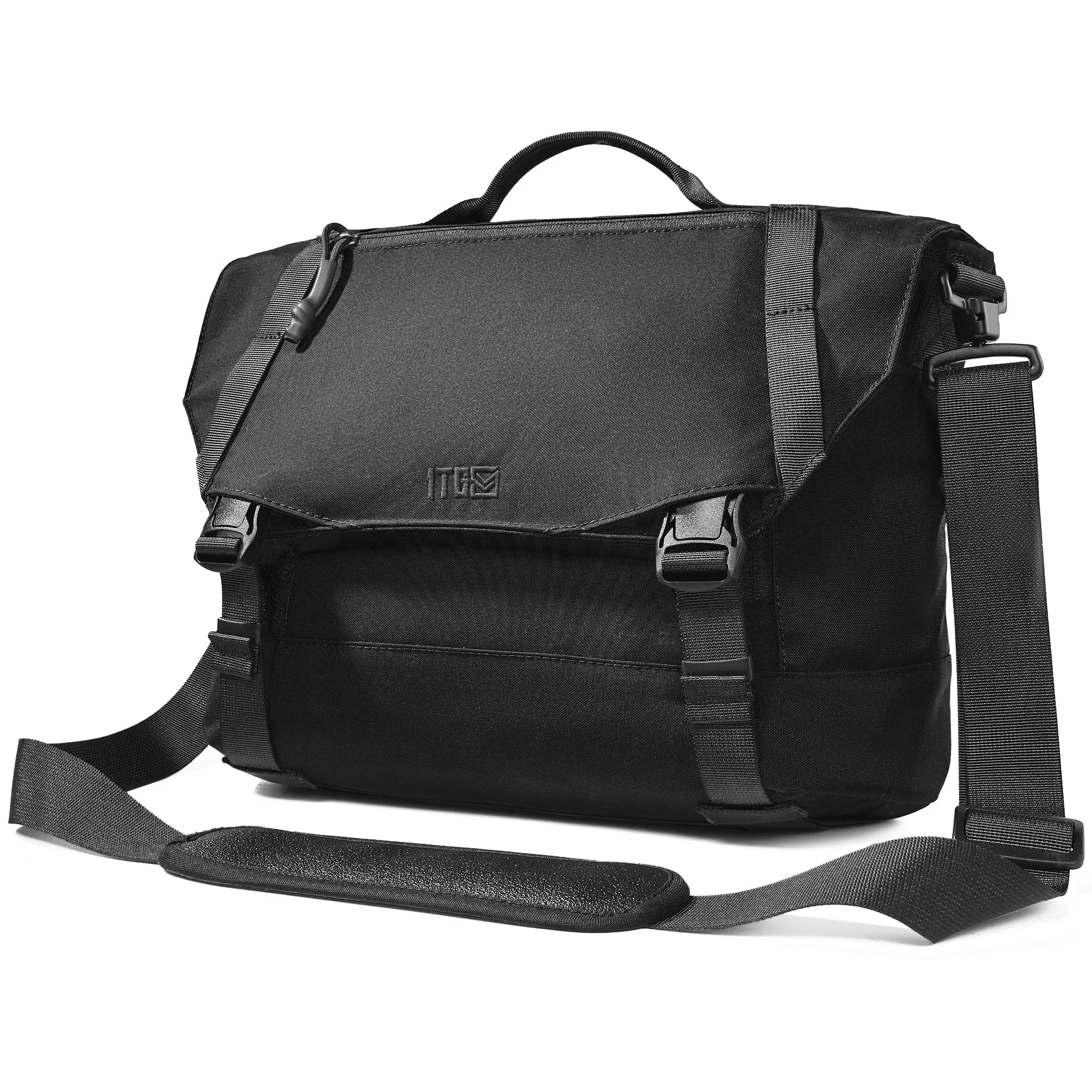 1TG Stylish Brown Canvas Messenger Bag with Adjustable Straps