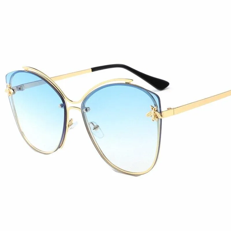 2021 Glittery Frame Irregular Sunglasses Gradient Luxury Cat Eye Eyewear