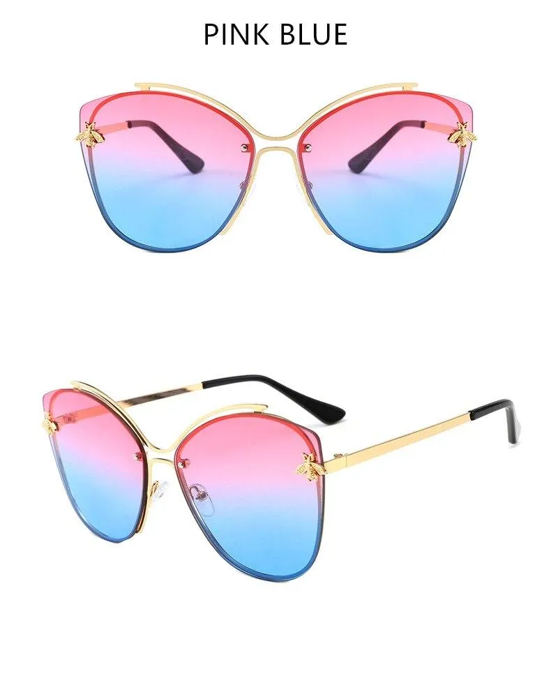 2021 Glittery Frame Irregular Sunglasses Gradient Luxury Cat Eye Eyewear
