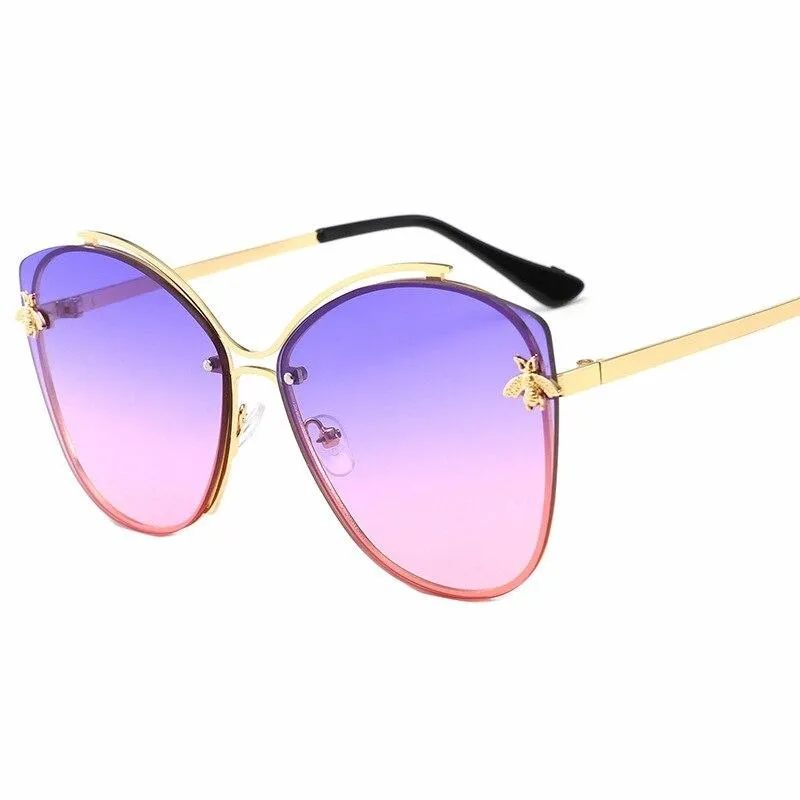 2021 Glittery Frame Irregular Sunglasses Gradient Luxury Cat Eye Eyewear