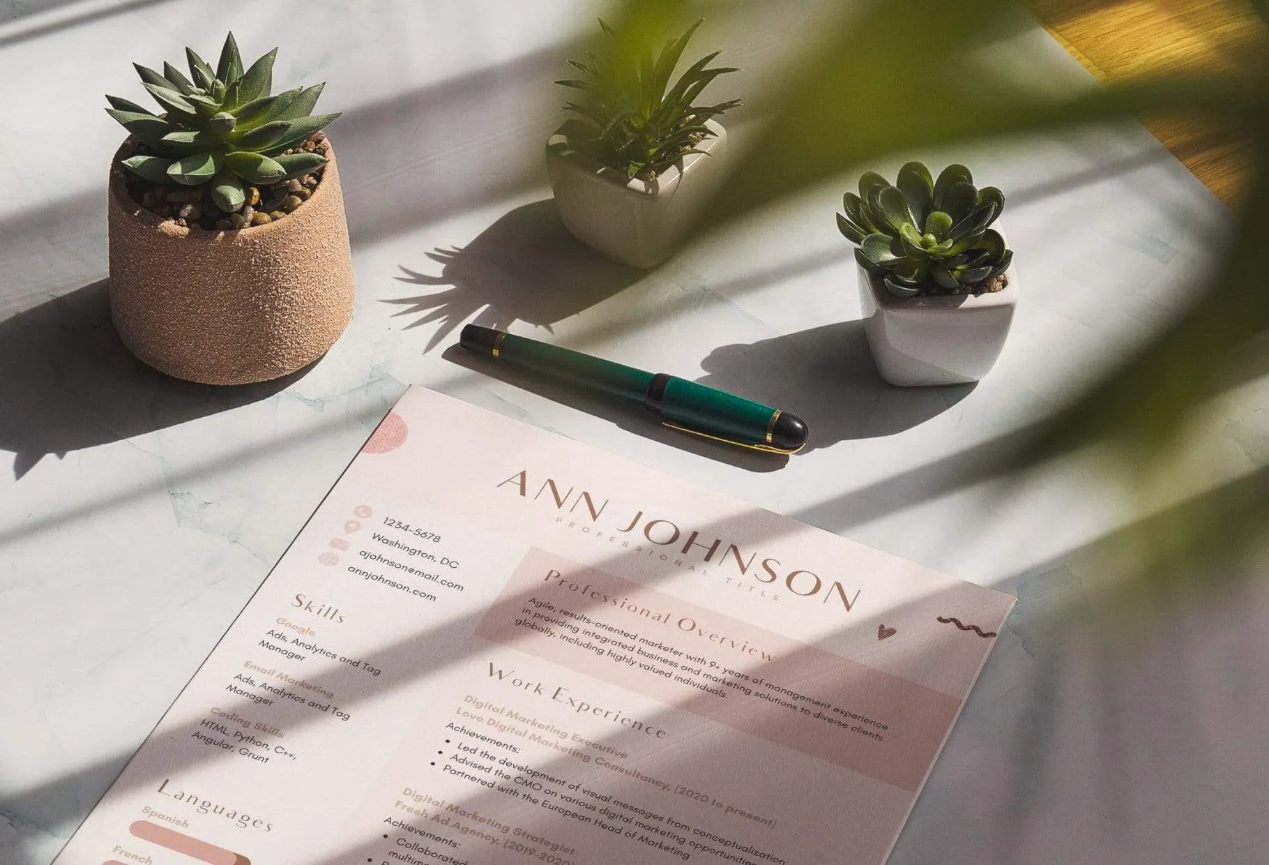 3 Page Resume Cover Letter and References Page Editable Canva Template Rose Gold