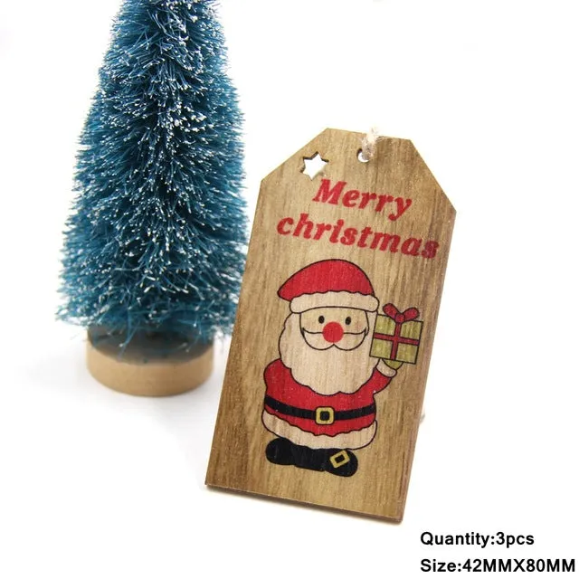 3PCS Multi Lovely DIY Christmas Wooden Pendant Ornaments Wood Craft For Xmas Tree Ornament Christmas Party Decorations Kids Gift