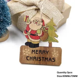 3PCS Multi Lovely DIY Christmas Wooden Pendant Ornaments Wood Craft For Xmas Tree Ornament Christmas Party Decorations Kids Gift