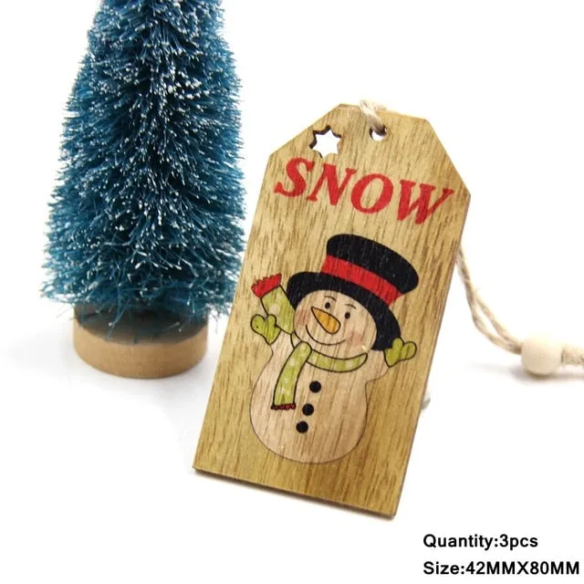 3PCS Multi Lovely DIY Christmas Wooden Pendant Ornaments Wood Craft For Xmas Tree Ornament Christmas Party Decorations Kids Gift