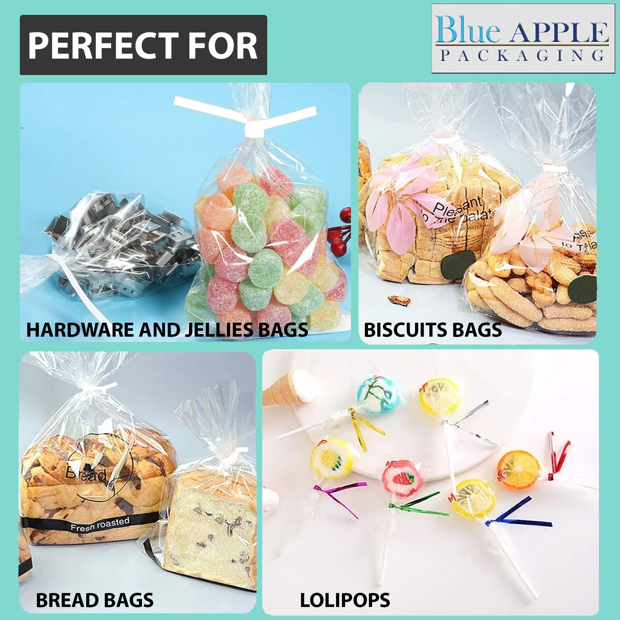 4 Inch Pre-cut Blue Paper Twist Ties for Bags