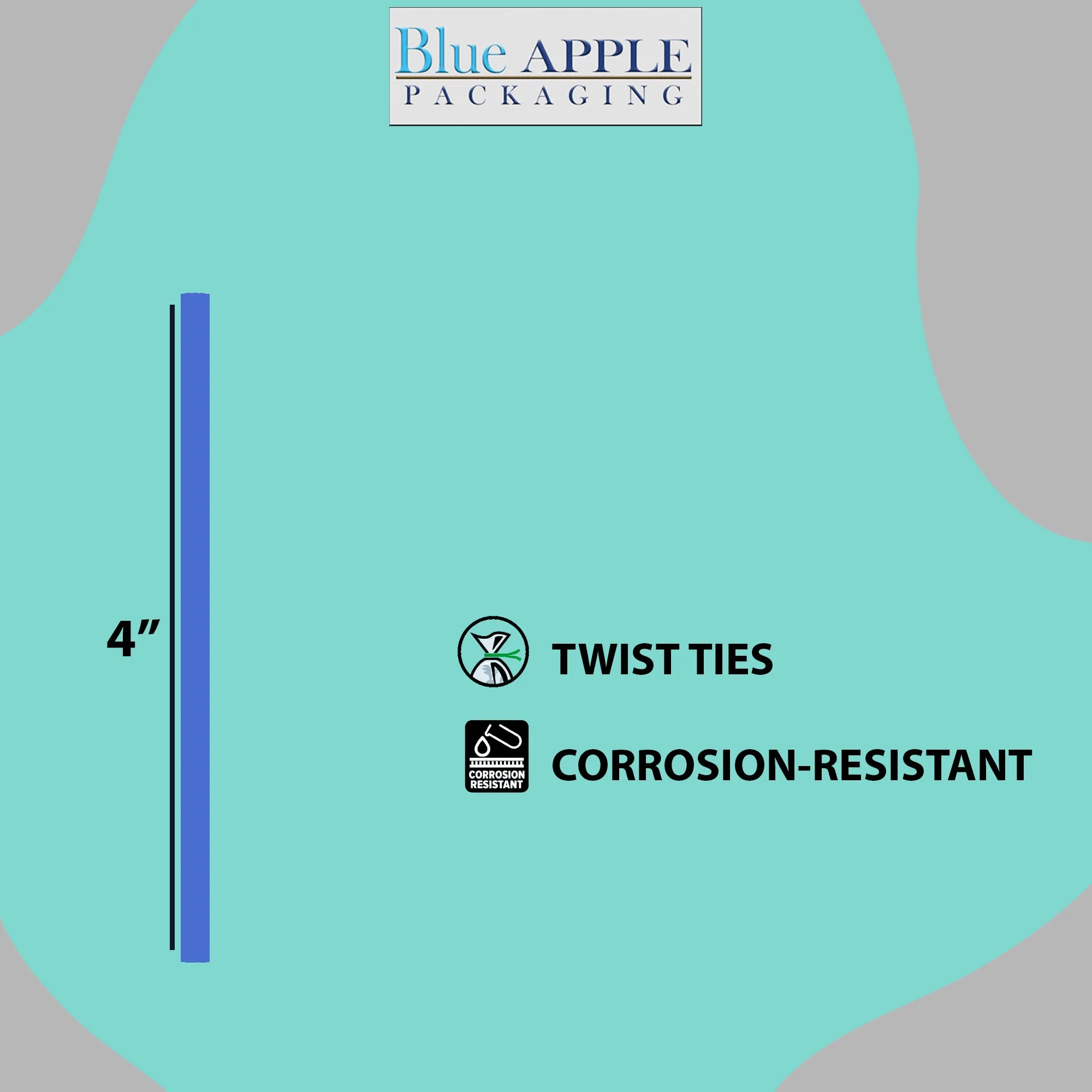 4 Inch Pre-cut Blue Paper Twist Ties for Bags