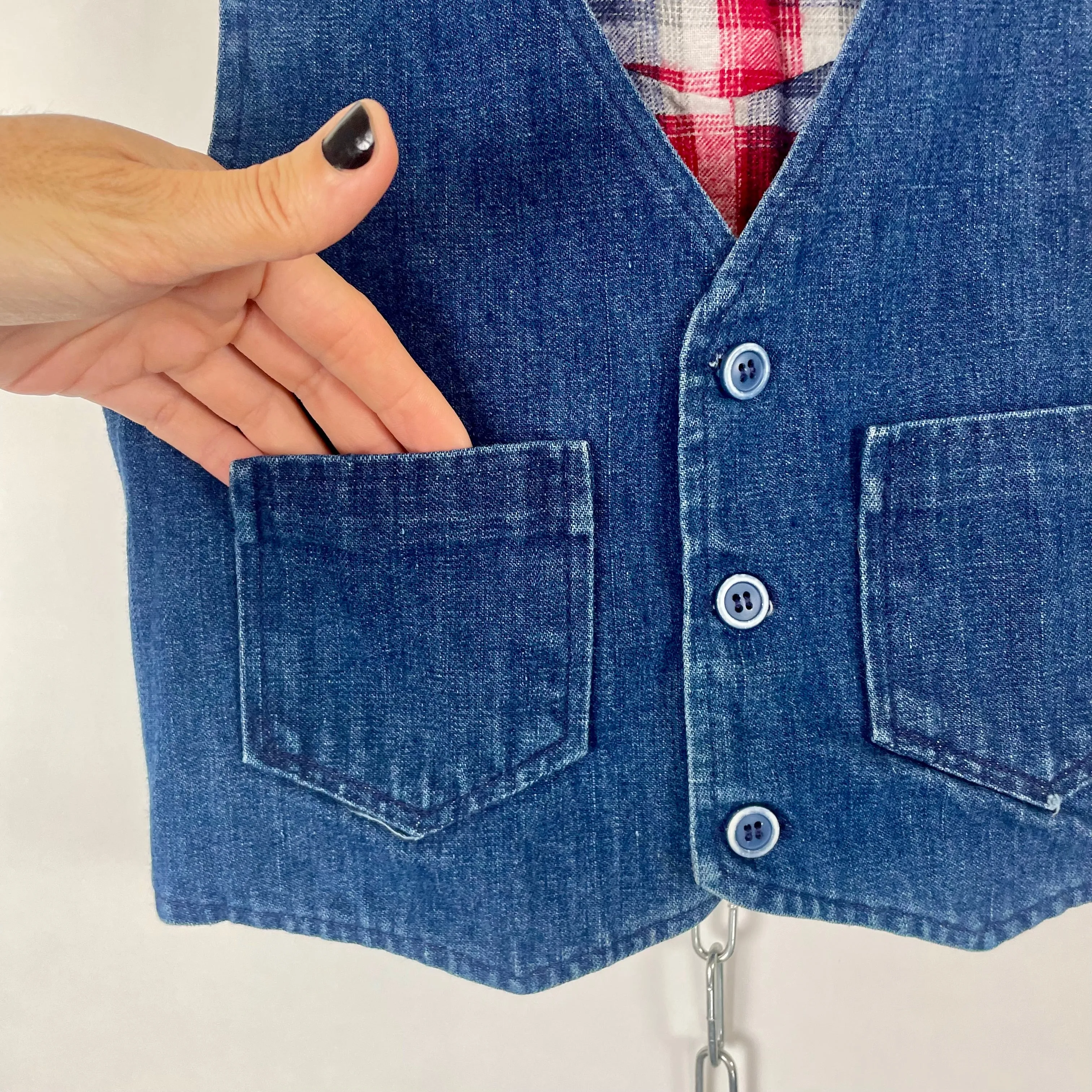 70s/80s flannel lined denim vest