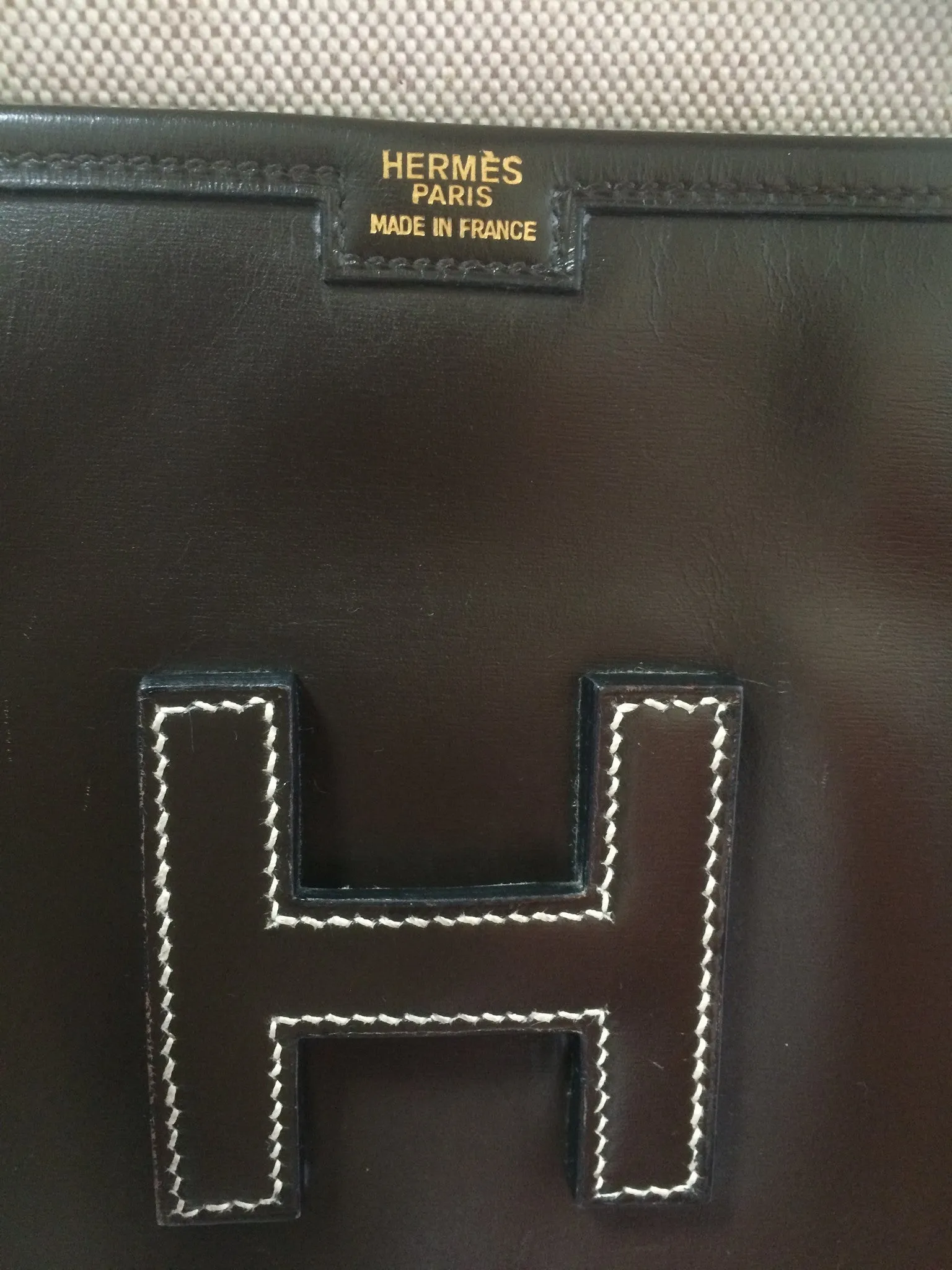 90's vintage HERMES jige, document case, dark brown portfolio purse. Classic and sophisticated style for unisex. 060531r5