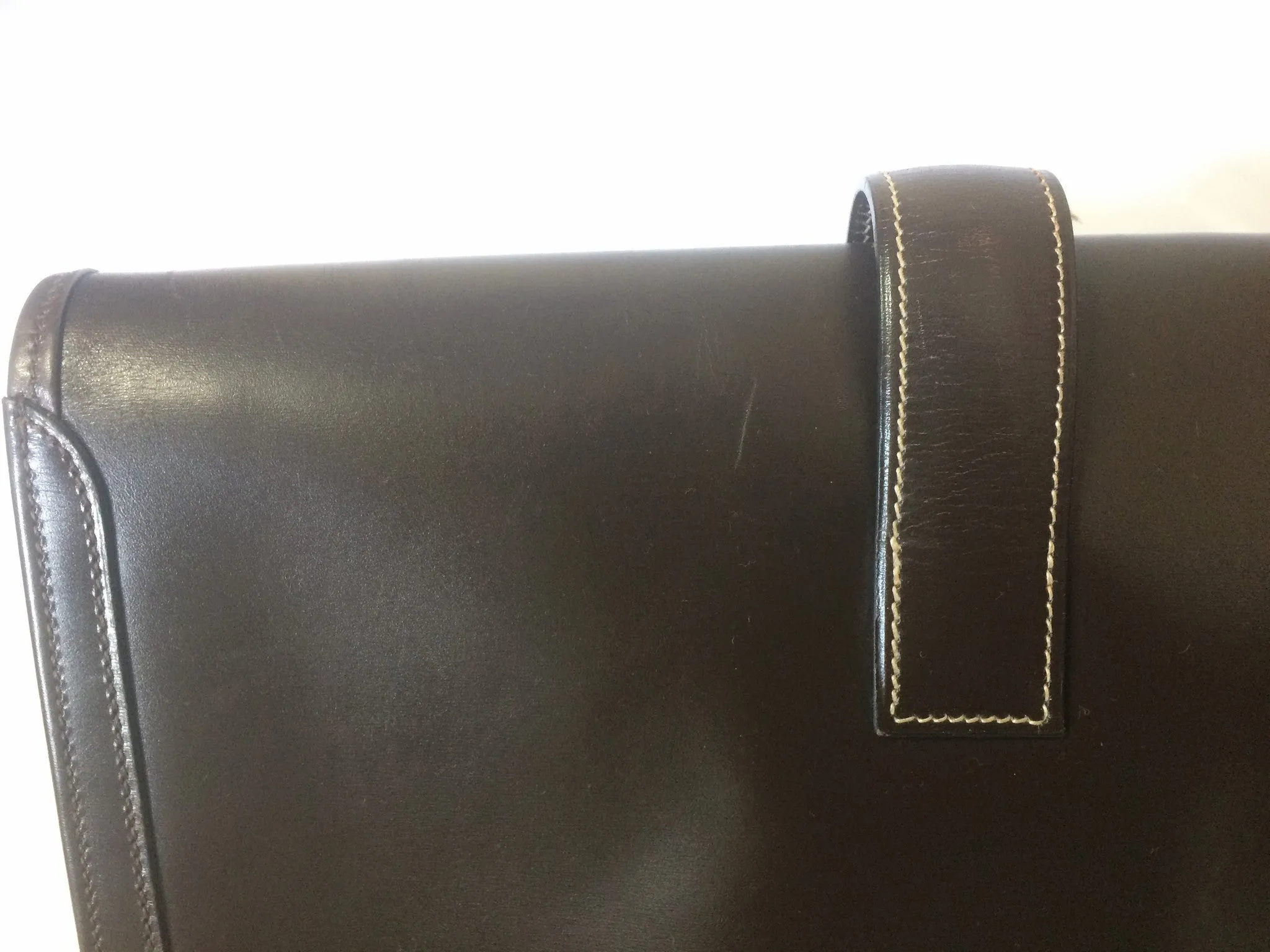 90's vintage HERMES jige, document case, dark brown portfolio purse. Classic and sophisticated style for unisex. 060531r5