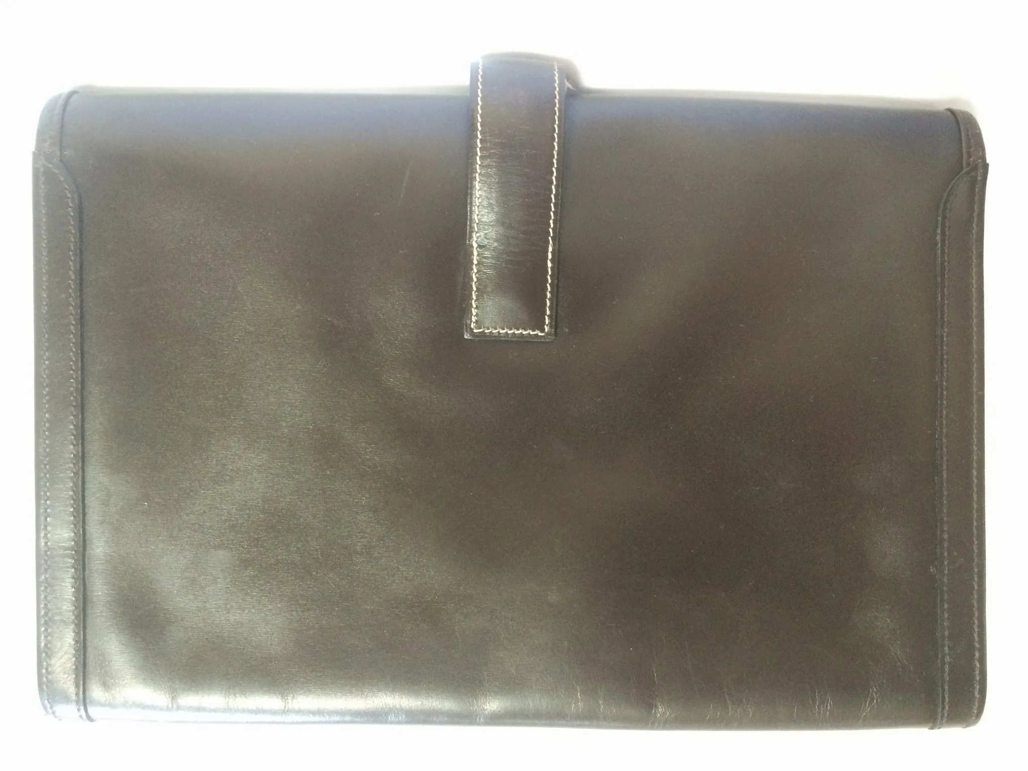 90's vintage HERMES jige, document case, dark brown portfolio purse. Classic and sophisticated style for unisex. 060531r5