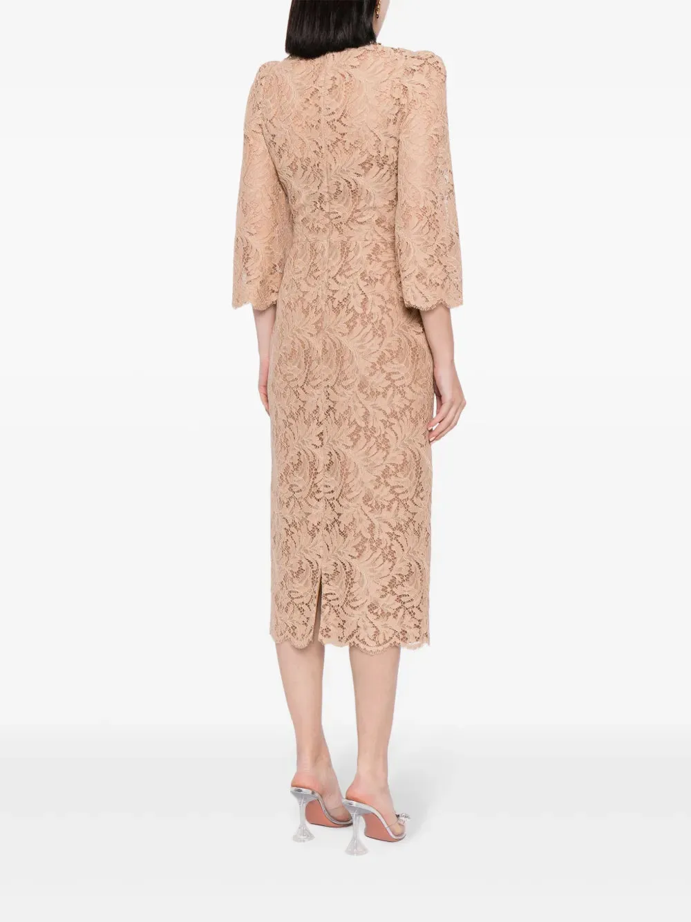 Acotas Lace Crystal-embellished Midi Dress in Nude