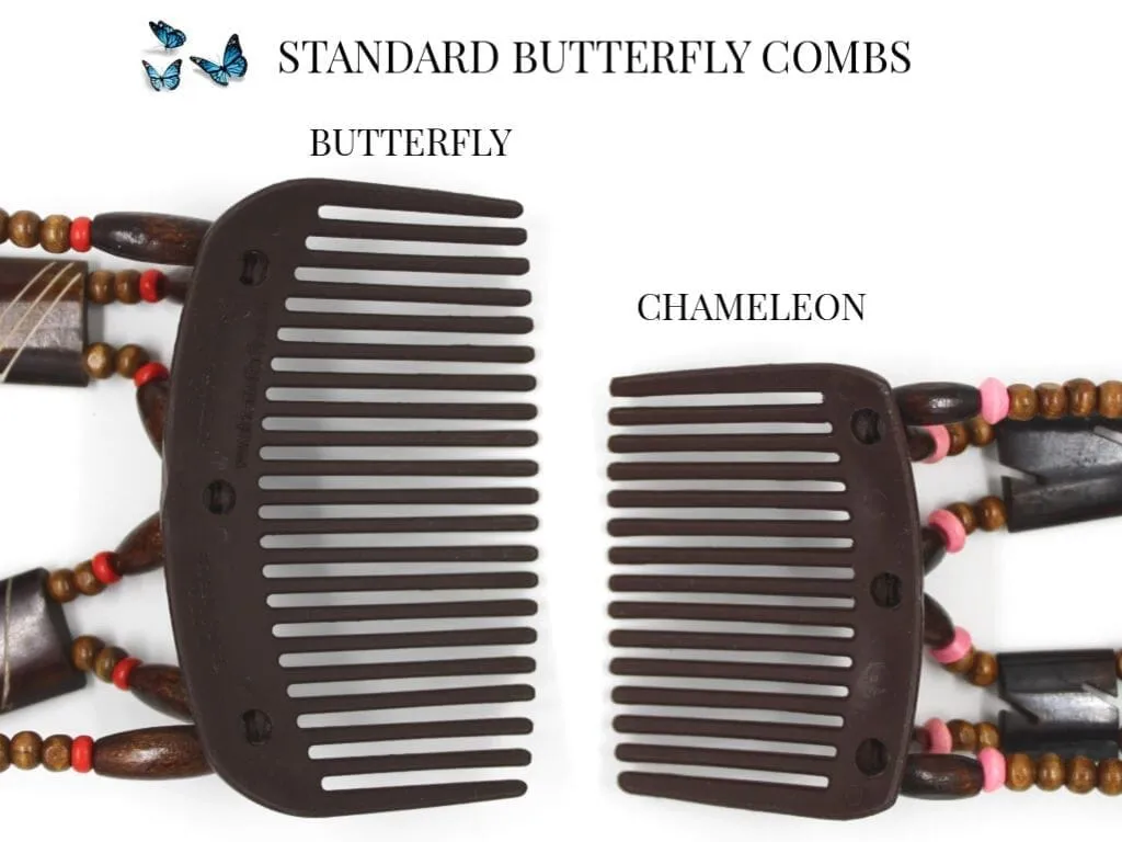 African Butterfly Chameleon Hair Comb - Beada Brown 71