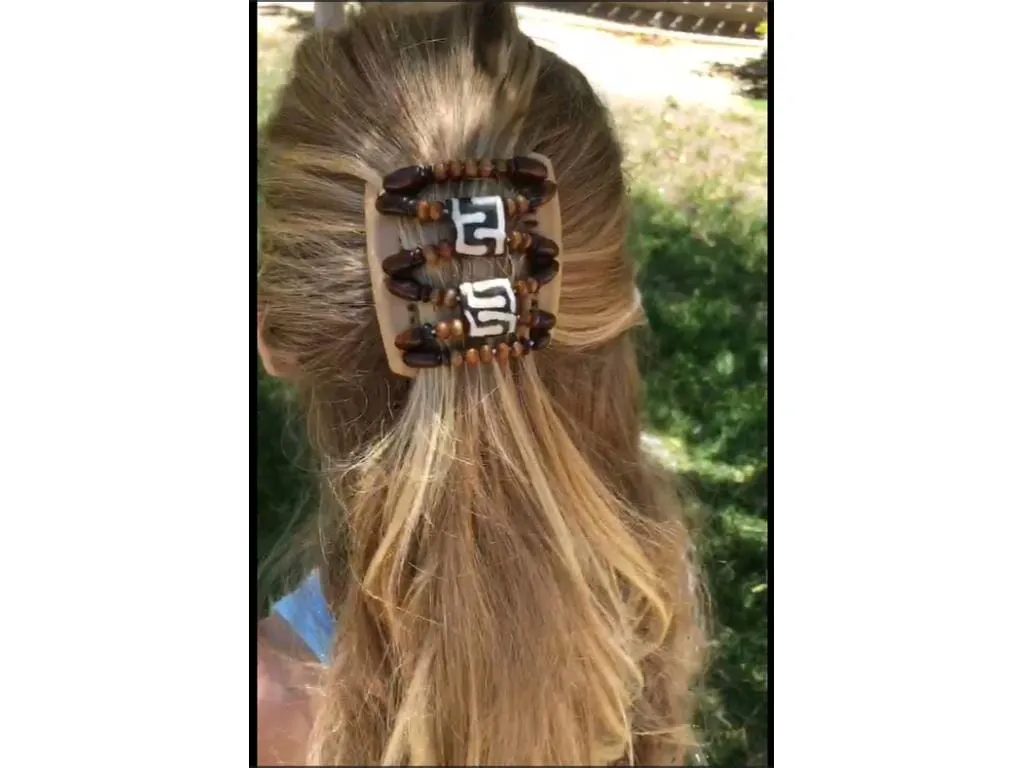 African Butterfly Chameleon Hair Comb - Beada Brown 71