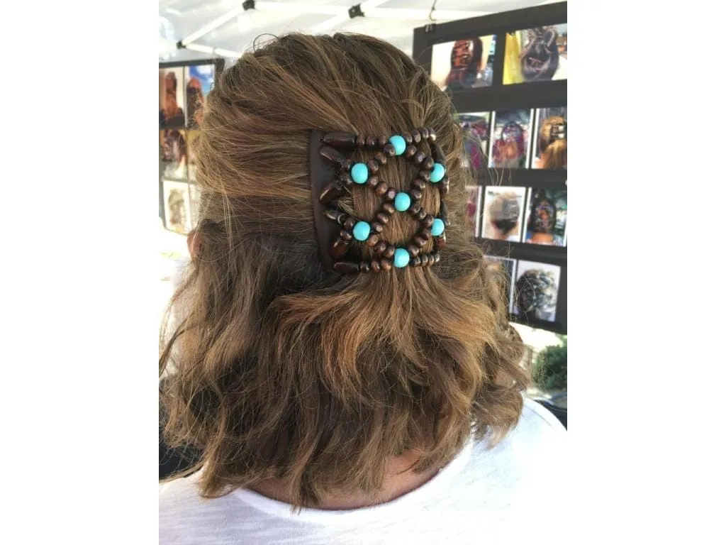 African Butterfly Chameleon Hair Comb - Beada Brown 71
