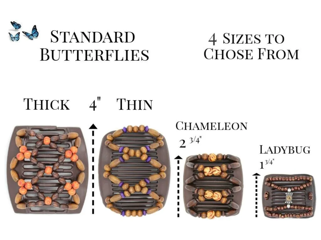 African Butterfly Chameleon Hair Comb - Beada Brown 71