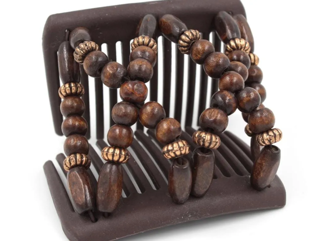 African Butterfly Chameleon Hair Comb - Beada Brown 71