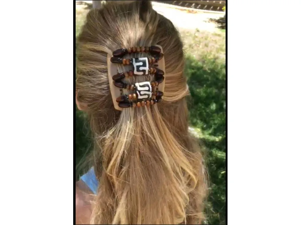 African Butterfly Chameleon Hair Comb - Dupla Brown 66