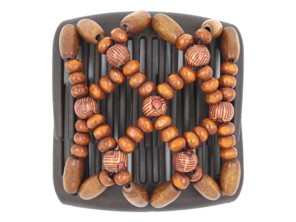 African Butterfly Chameleon Hair Comb - Ndebele Brown 93