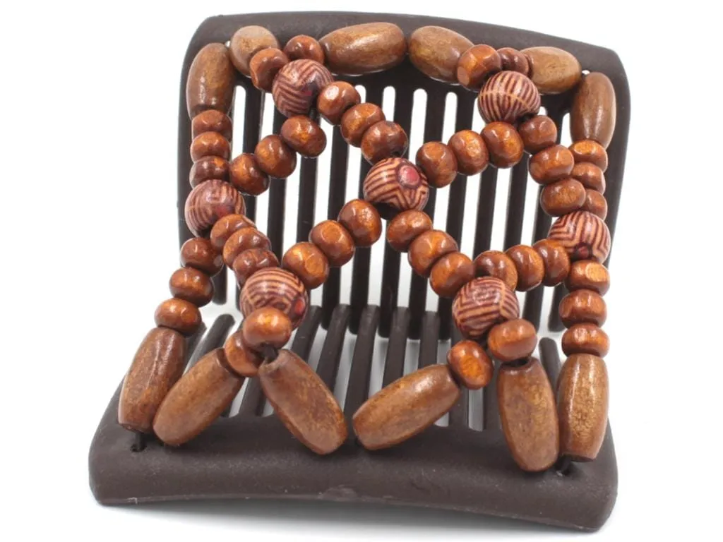 African Butterfly Chameleon Hair Comb - Ndebele Brown 93
