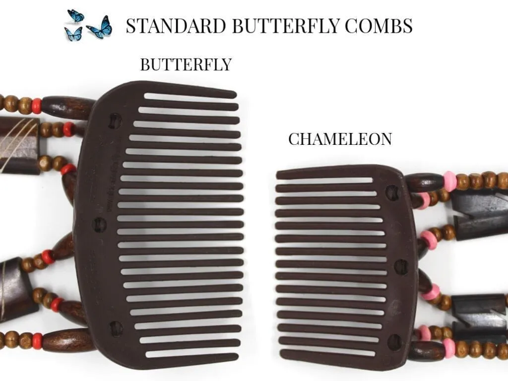 African Butterfly Chameleon Hair Comb - Ndebele Brown 93