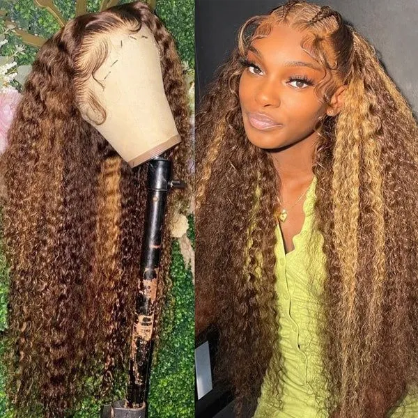 Alipop Bouncy Curly 360 Lace Front Wig 4/27 Blonde Highlight Wig Transparent Lace Wigs