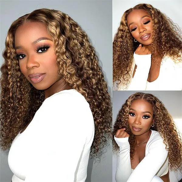 Alipop Bouncy Curly 360 Lace Front Wig 4/27 Blonde Highlight Wig Transparent Lace Wigs