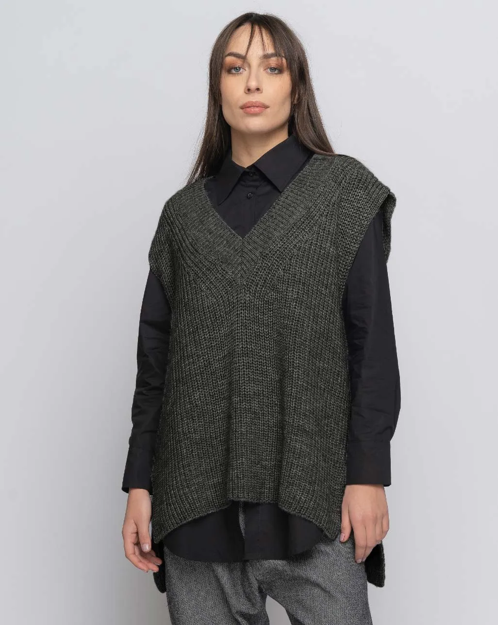Alpaca Blend Knit V-Neck Sweater Vest