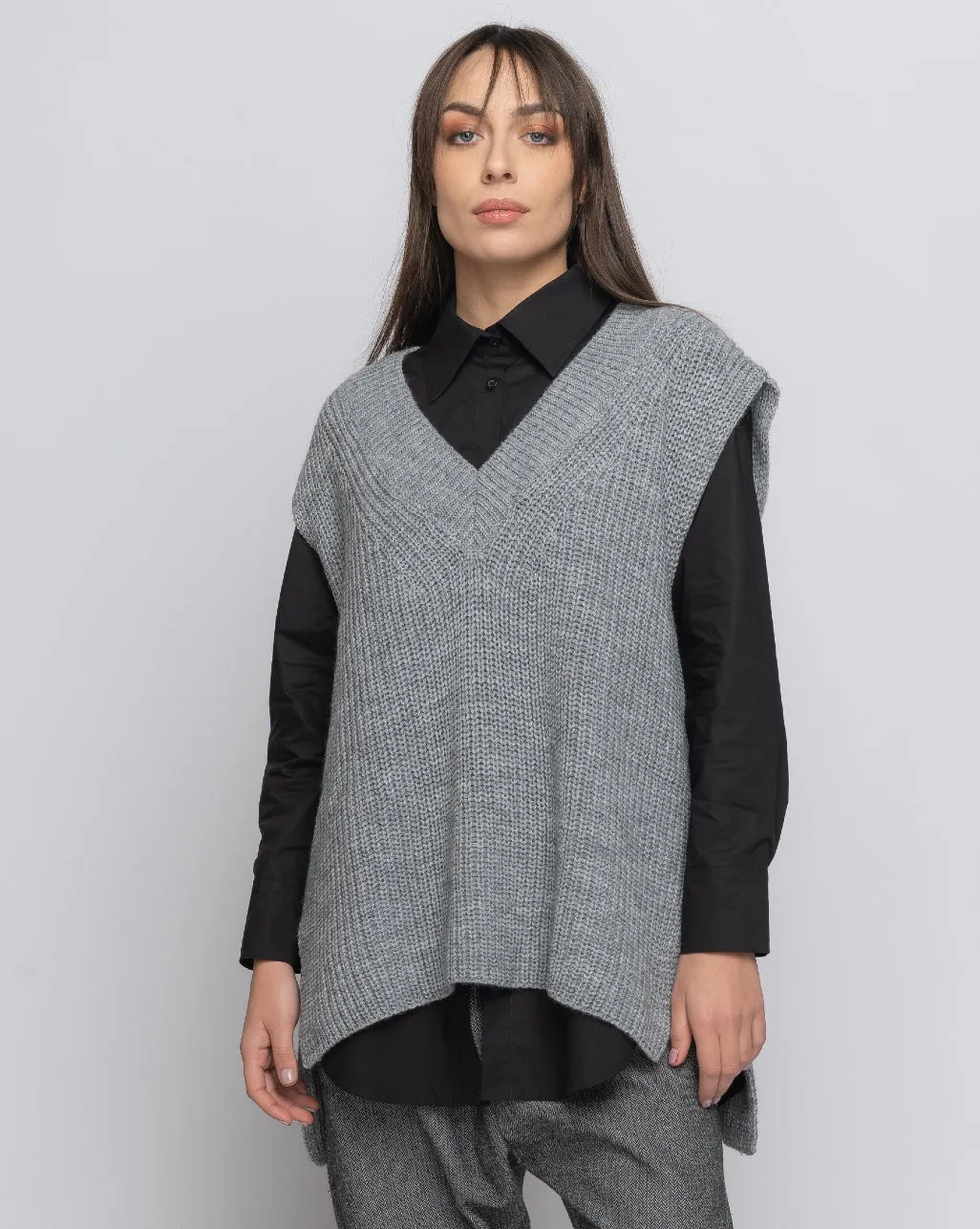 Alpaca Blend Knit V-Neck Sweater Vest