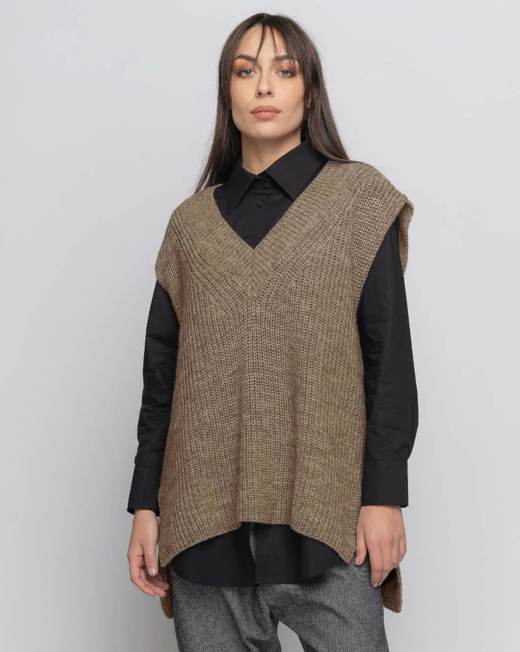 Alpaca Blend Knit V-Neck Sweater Vest