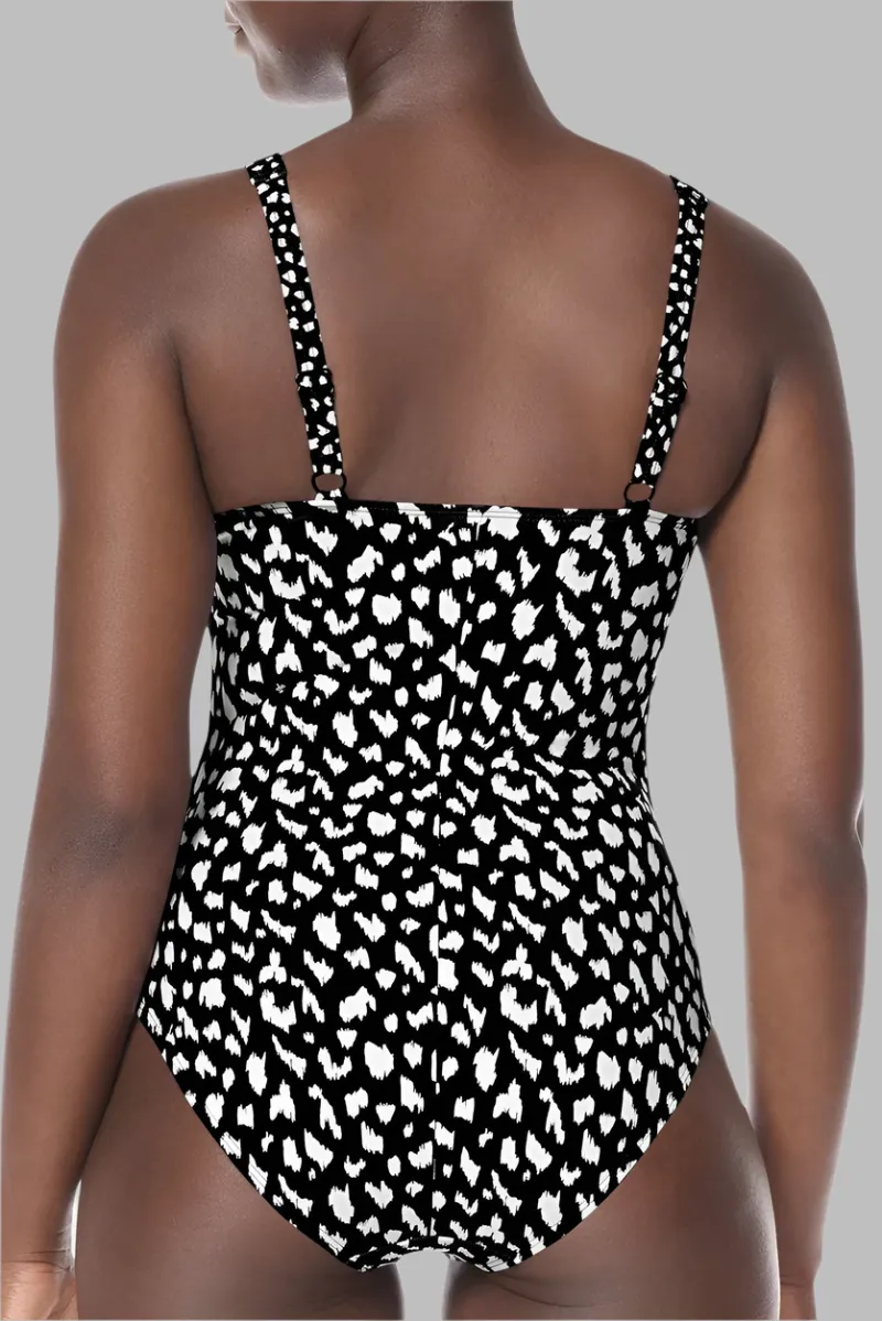 Amoena Manila High Cut One-Piece Pocketed Mastectomy Swimsuit - Black - 71655