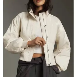 Anthropologie Daily Practice Nylon Bomber Jacket Women's XL Ivory Cream NEW