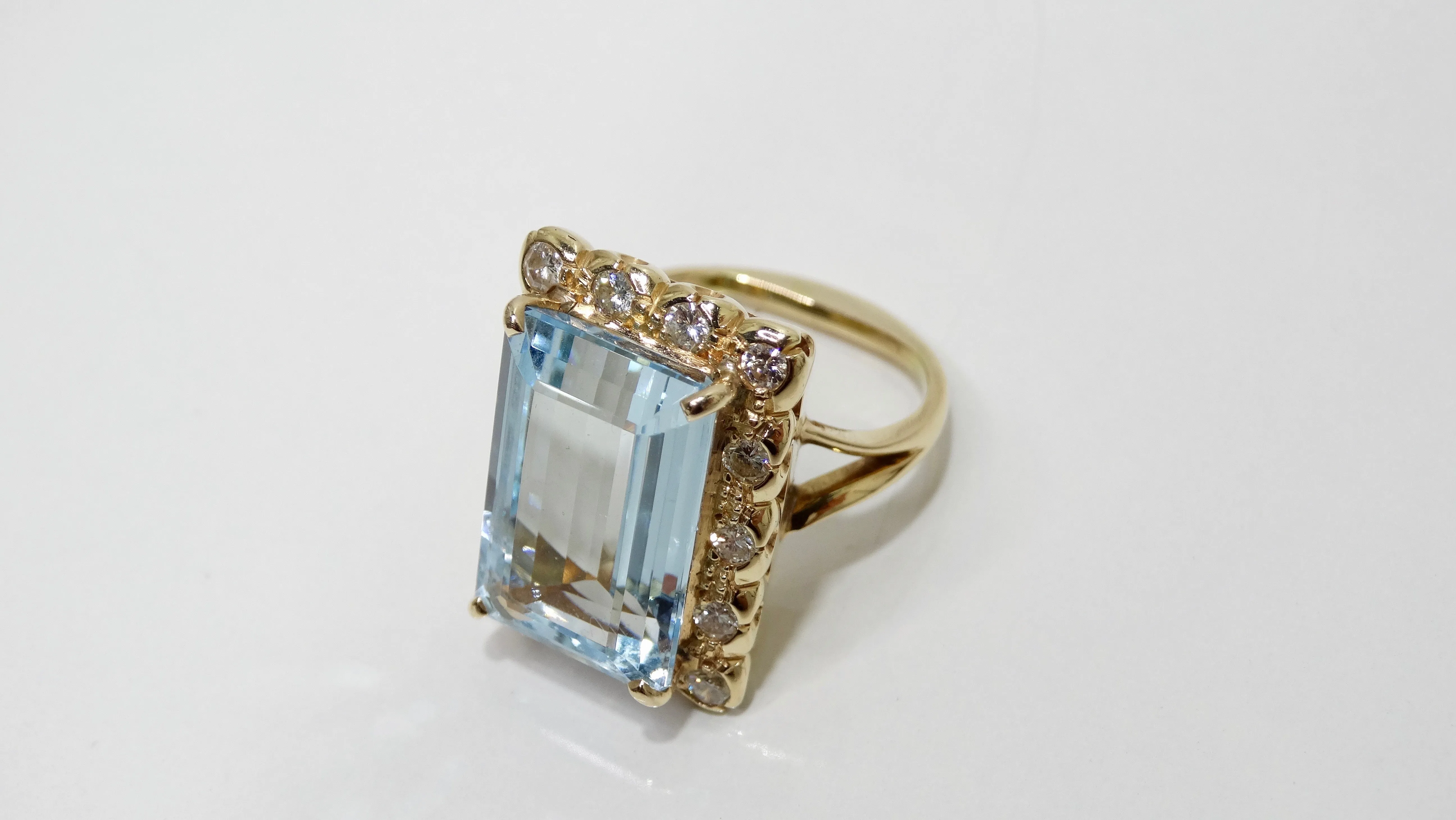 Aquamarine & Diamond Victorian Ring